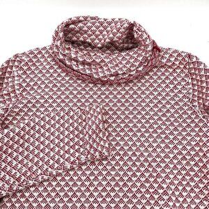 Fat Face Cowl Neck Pullover Sweater Diamond Pattern‎ Knit Top Red White L